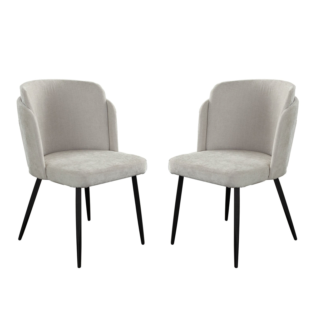 Grace Set of (2) Dining Chairs in Cream Polyester Fabric w/ Black Powder Coat Legs