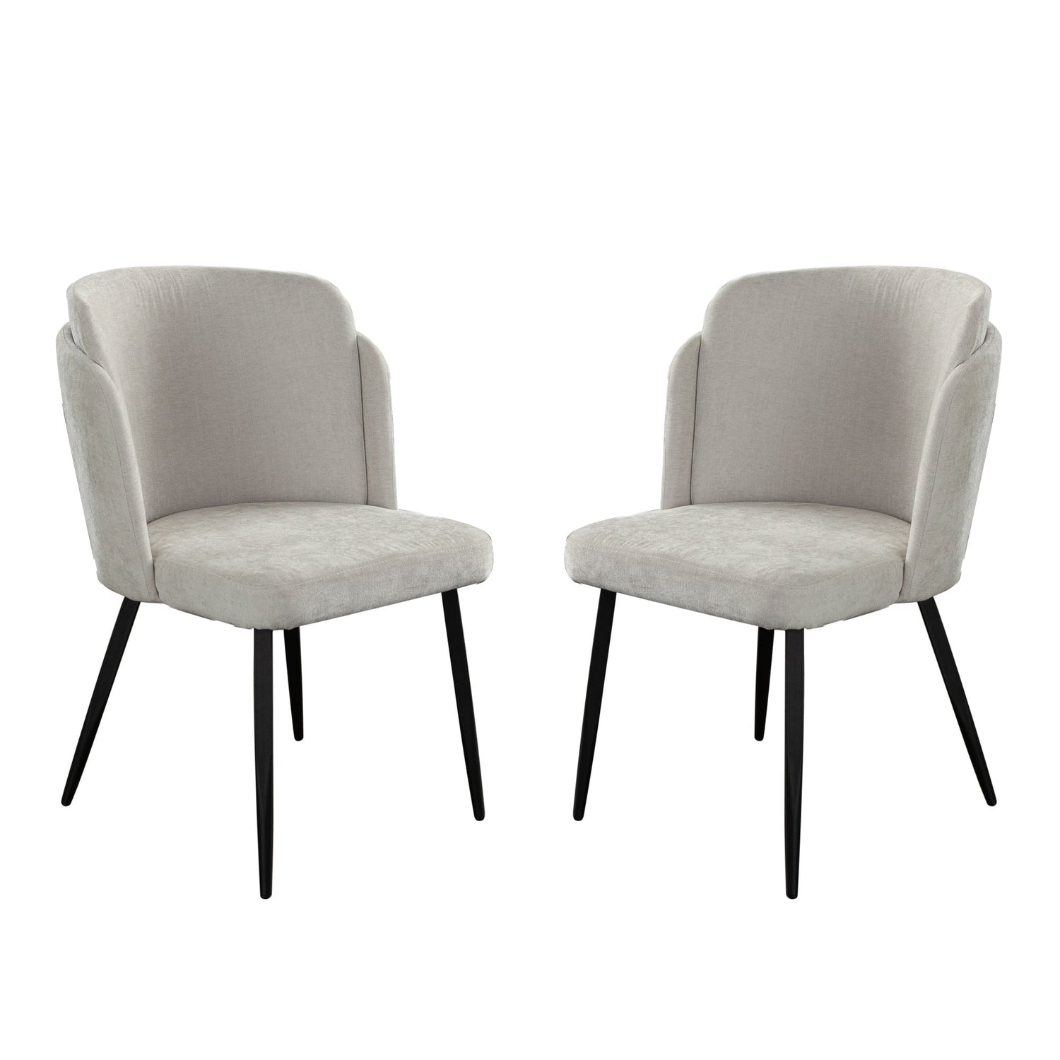 Grace Set of (2) Dining Chairs in Cream Polyester Fabric w/ Black Powder Coat Legs