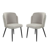 Grace Set of (2) Dining Chairs in Cream Polyester Fabric w/ Black Powder Coat Legs