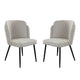 Grace Set of (2) Dining Chairs in Cream Polyester Fabric w/ Black Powder Coat Legs