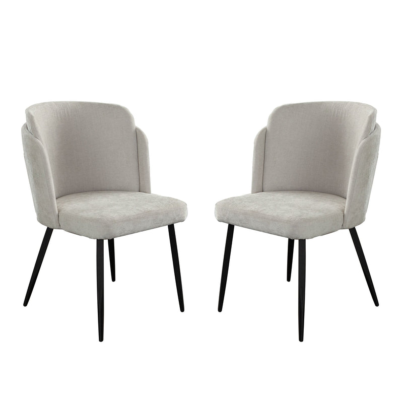 Grace Set of (2) Dining Chairs in Cream Polyester Fabric w/ Black Powder Coat Legs