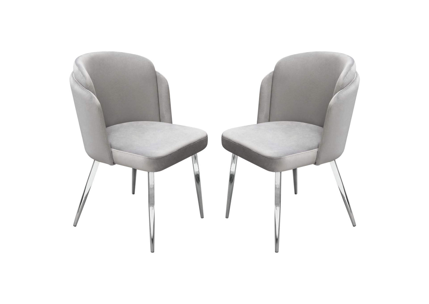 Grace Set of (2) Dining Chairs in Grey Velvet w/ Chrome Legs by Diamond Sofa