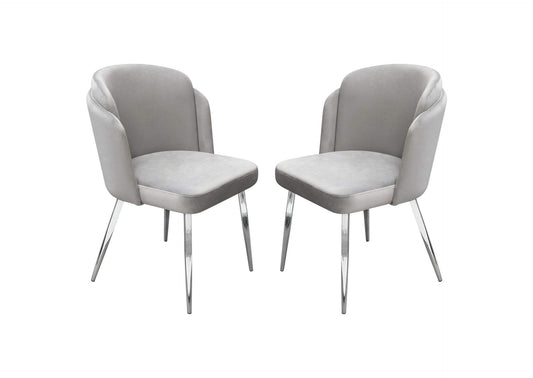 Grace Set of (2) Dining Chairs in Grey Velvet w/ Chrome Legs by Diamond Sofa