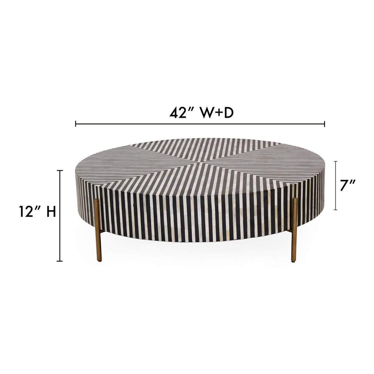 GZ-1139-37 Chameau Medium Coffee Table Black and White