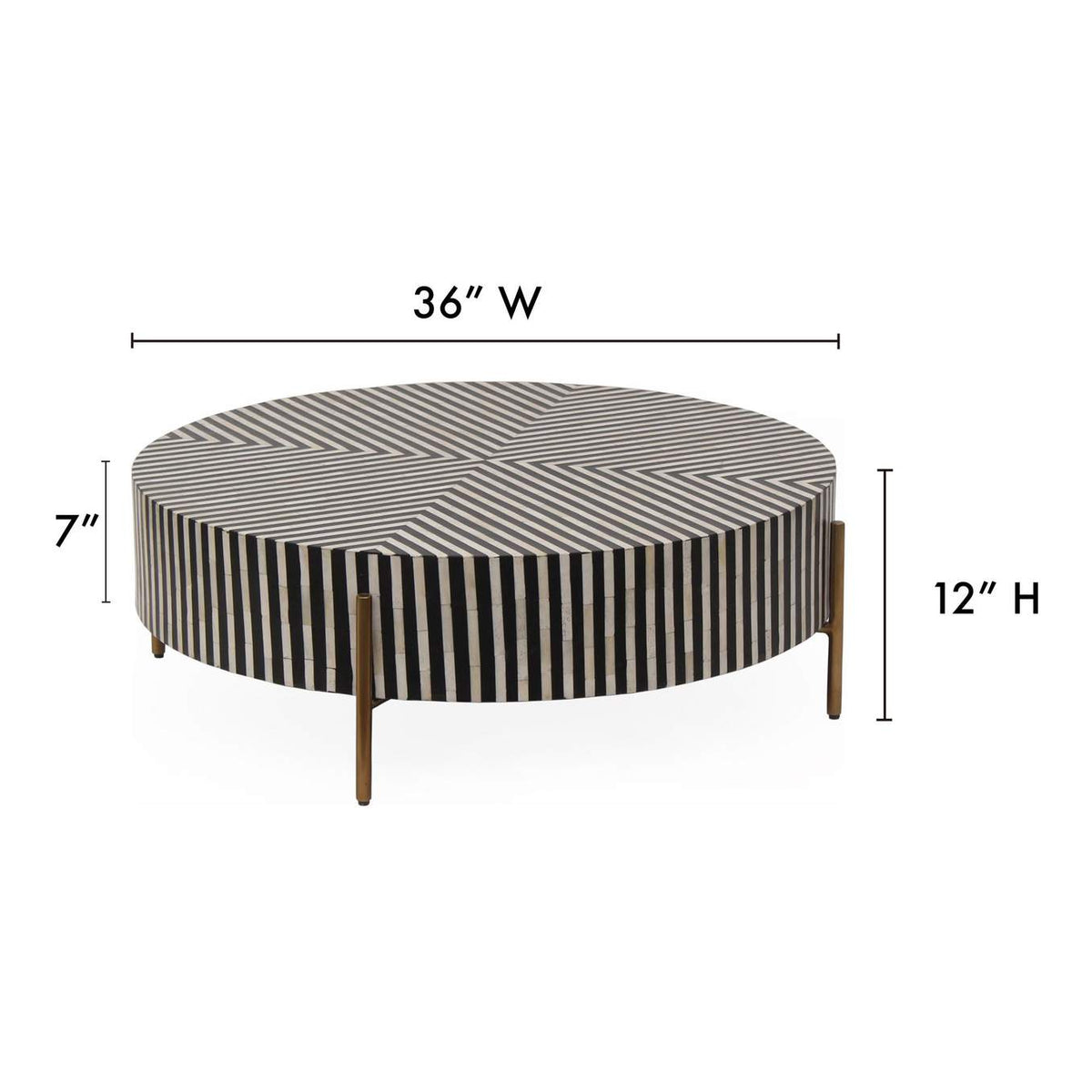 GZ-1147-37 Chameau Small Coffee Table Black and White