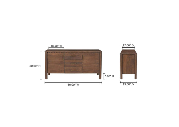 GZ-1164-03 Wiley 3 Drawer Sideboard Vintage Brown