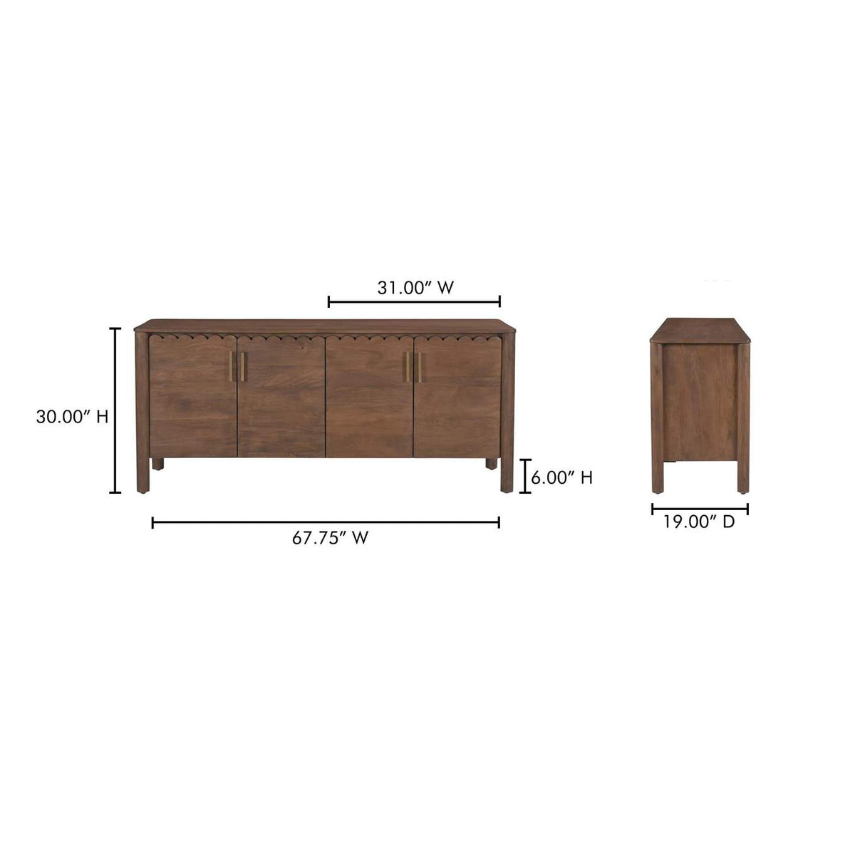 GZ-1165-03 Wiley 4 Door Sideboard Vintage Brown