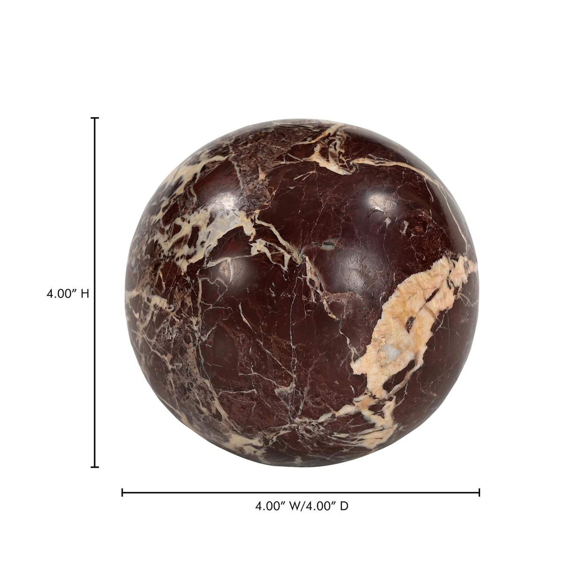 GZ-1173-22 Odessa Sphere Tabletop Accent Red Levanto Marble