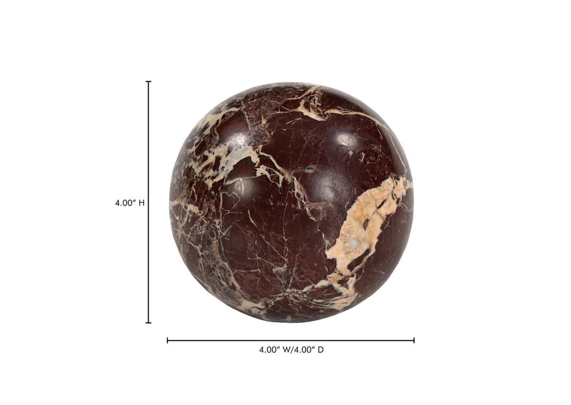 GZ-1173-22 Odessa Sphere Tabletop Accent Red Levanto Marble