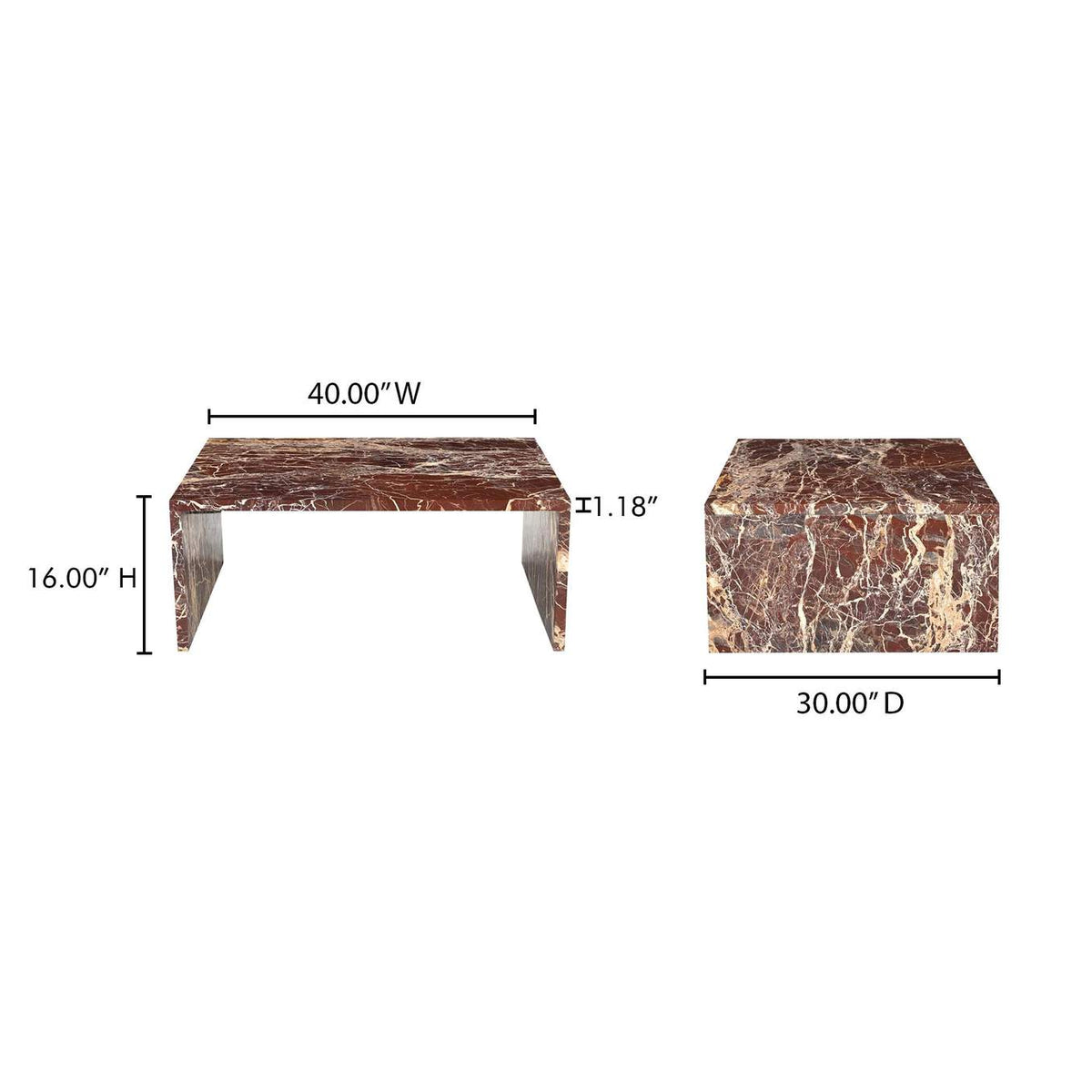 GZ-1182-06-0 Rosa Coffee Table Rosso Levanto Marble
