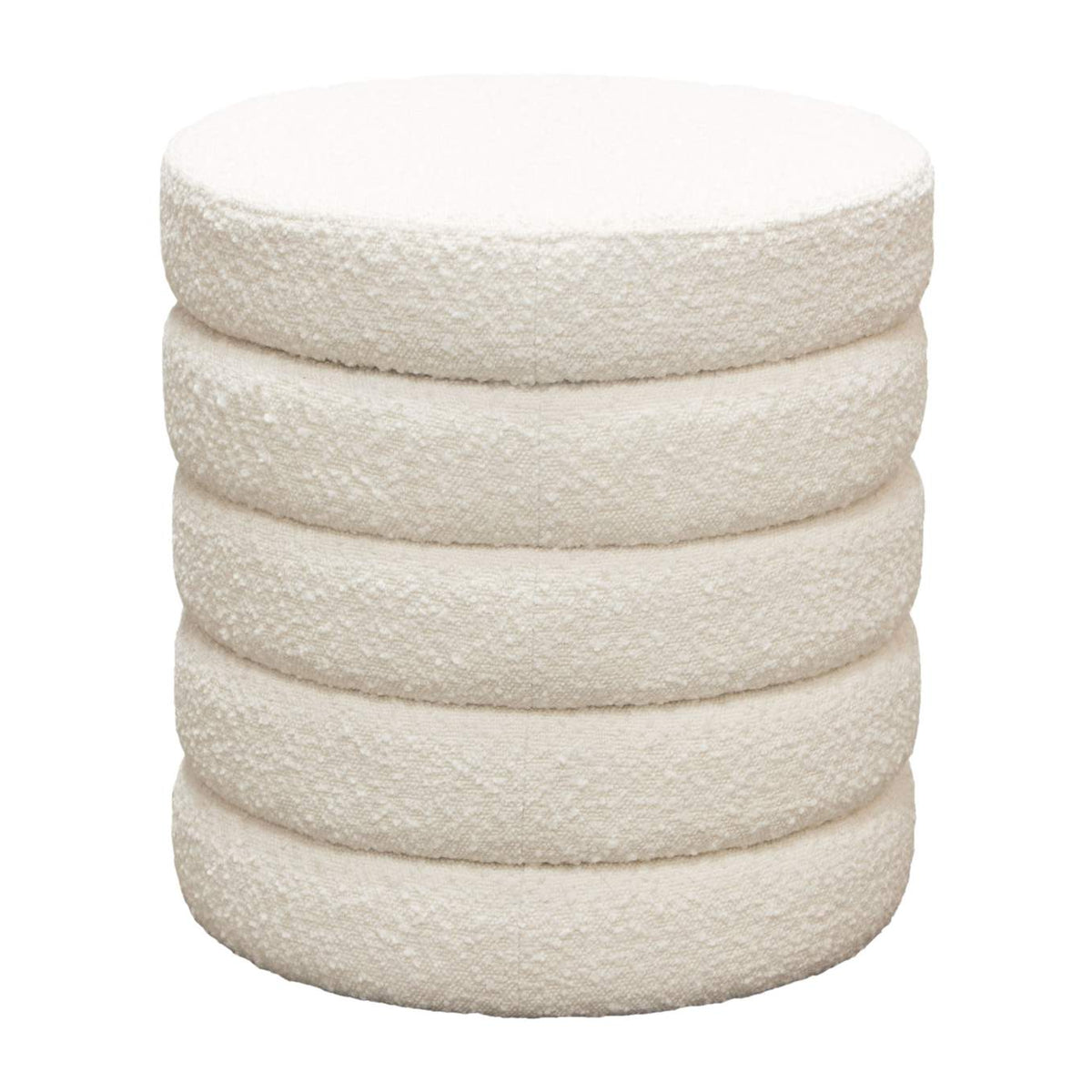 HELIXOTIV Helix Round Accent Ottoman In Ivory Boucle Fabric