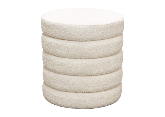 HELIXOTIV Helix Round Accent Ottoman In Ivory Boucle Fabric