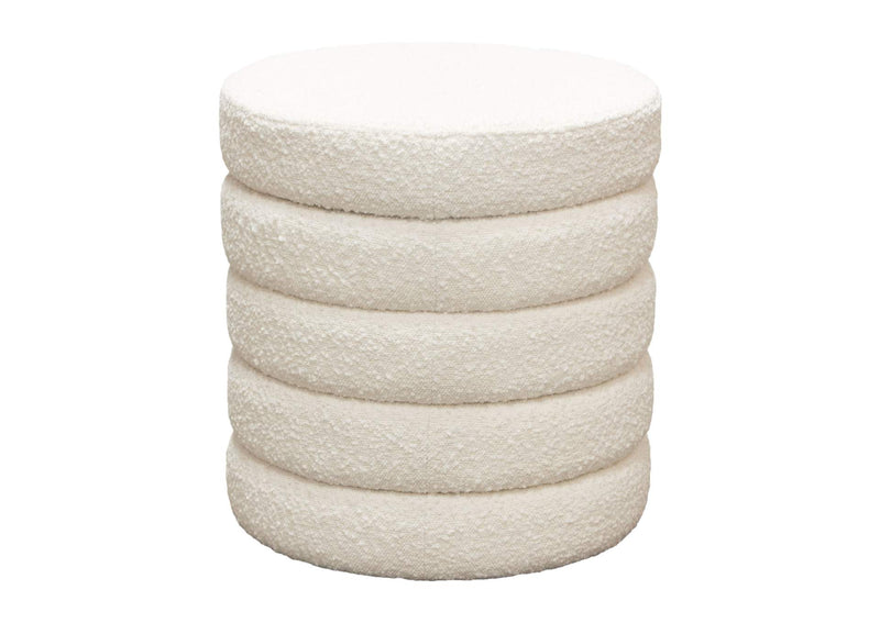 HELIXOTIV Helix Round Accent Ottoman In Ivory Boucle Fabric