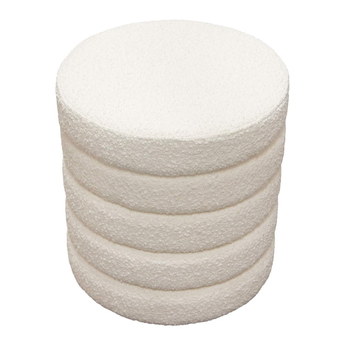 HELIXOTIV Helix Round Accent Ottoman In Ivory Boucle Fabric