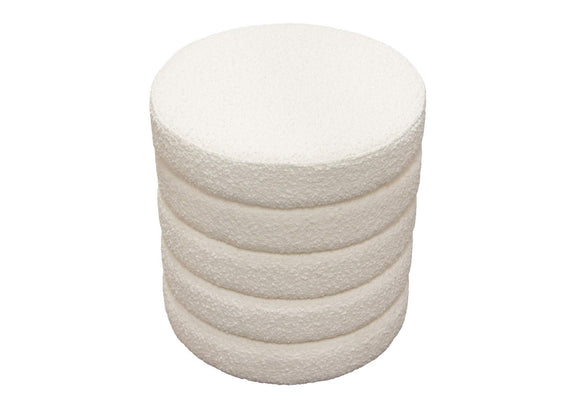 HELIXOTIV Helix Round Accent Ottoman In Ivory Boucle Fabric