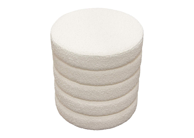 HELIXOTIV Helix Round Accent Ottoman In Ivory Boucle Fabric