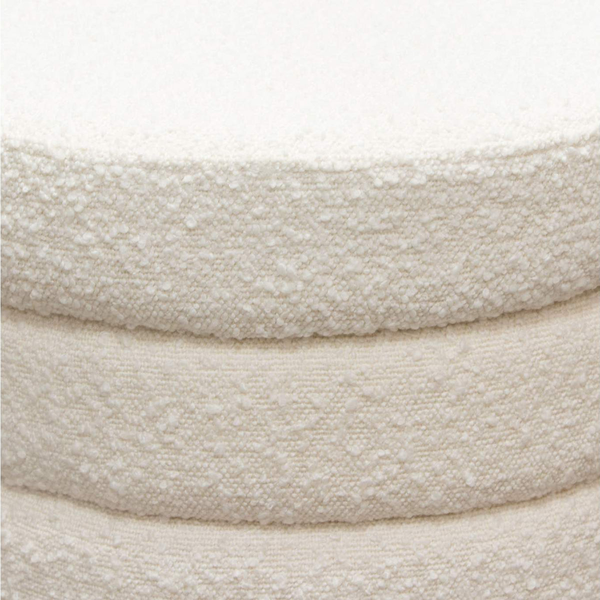 HELIXOTIV Helix Round Accent Ottoman In Ivory Boucle Fabric