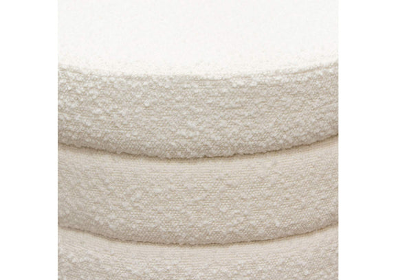 HELIXOTIV Helix Round Accent Ottoman In Ivory Boucle Fabric