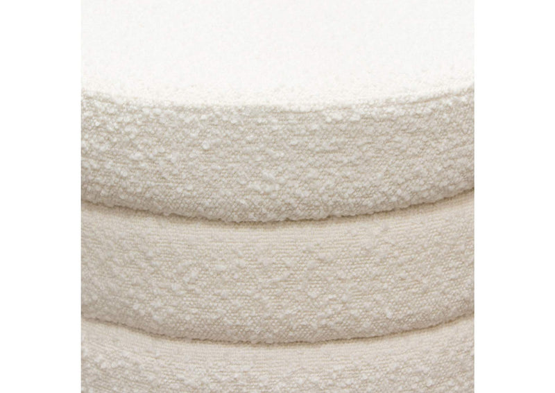 HELIXOTIV Helix Round Accent Ottoman In Ivory Boucle Fabric
