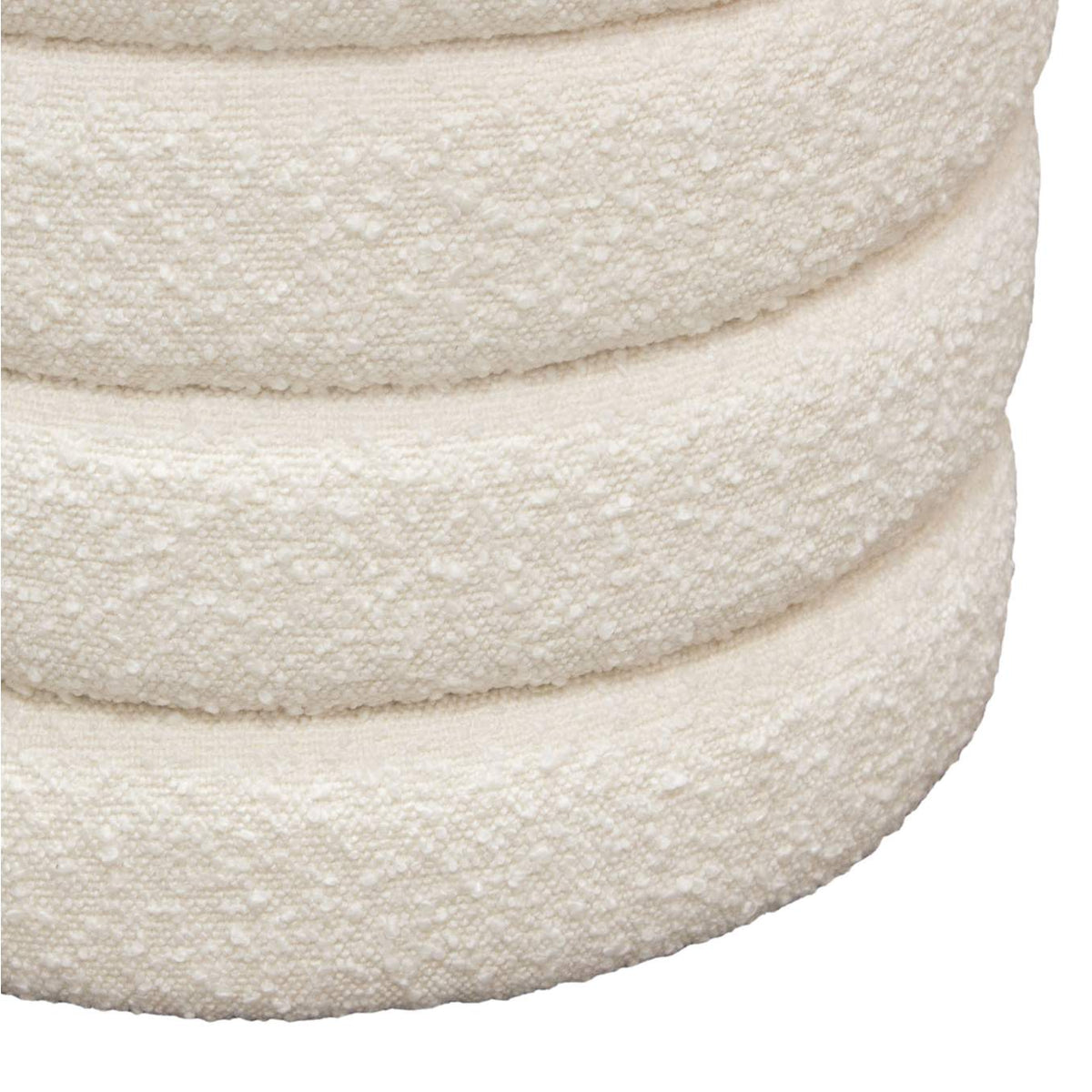 HELIXOTIV Helix Round Accent Ottoman In Ivory Boucle Fabric