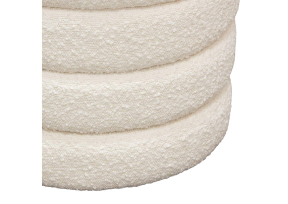 HELIXOTIV Helix Round Accent Ottoman In Ivory Boucle Fabric