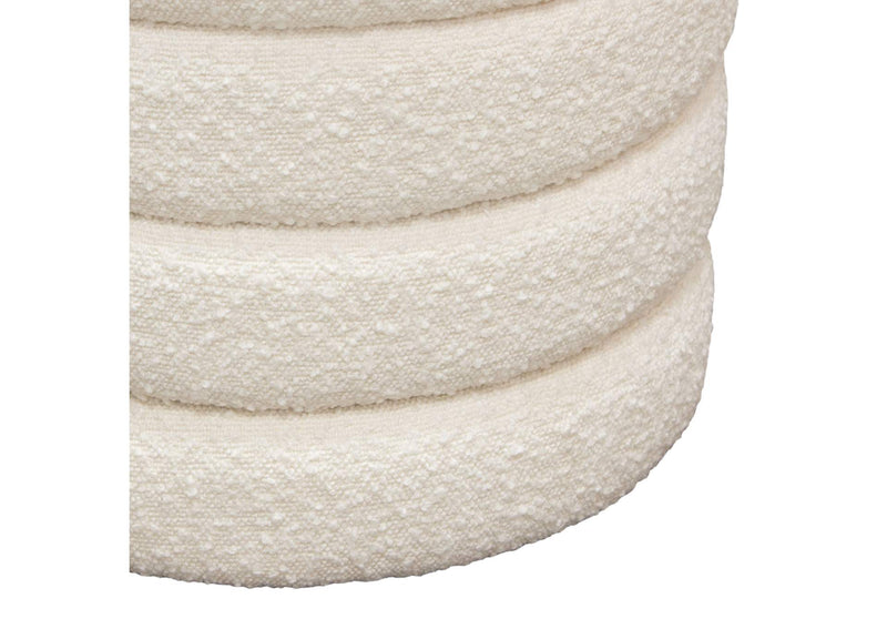 HELIXOTIV Helix Round Accent Ottoman In Ivory Boucle Fabric