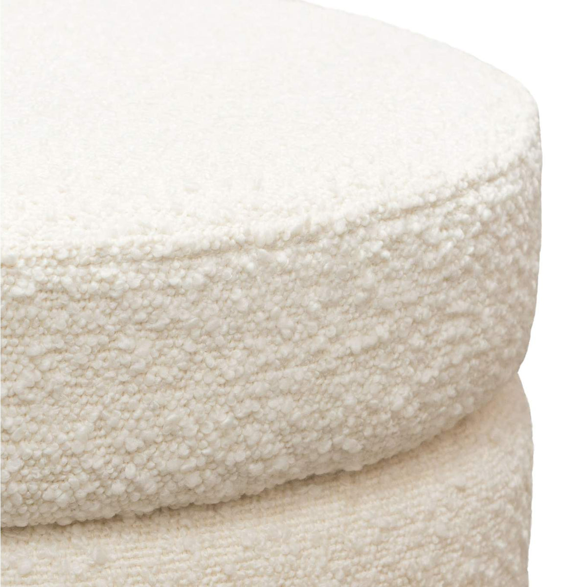 HELIXOTIV Helix Round Accent Ottoman In Ivory Boucle Fabric