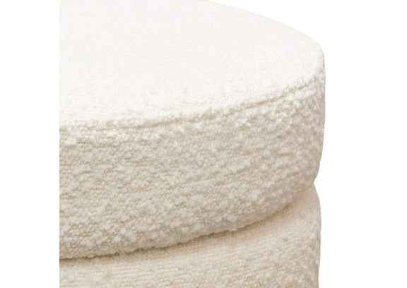 HELIXOTIV Helix Round Accent Ottoman In Ivory Boucle Fabric