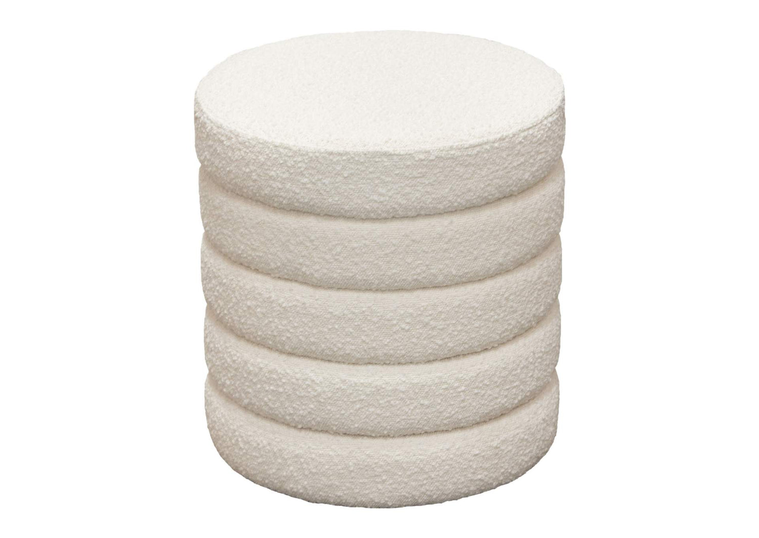 HELIXOTIV Helix Round Accent Ottoman In Ivory Boucle Fabric