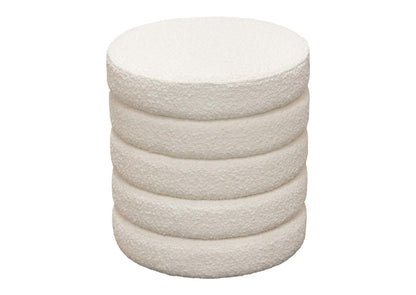 HELIXOTIV Helix Round Accent Ottoman In Ivory Boucle Fabric