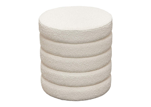HELIXOTIV Helix Round Accent Ottoman In Ivory Boucle Fabric