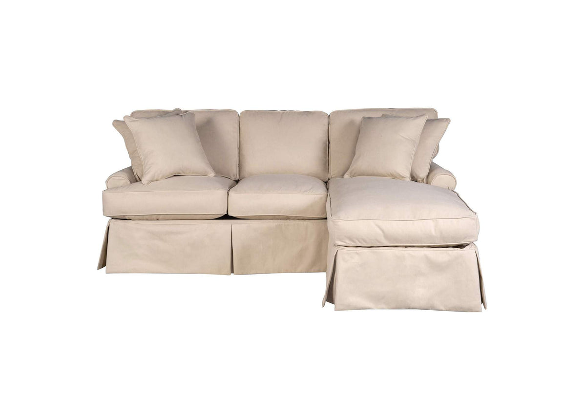 SU-117678-391084 Sunset Trading Horizon Slipcovered Sleeper Sofa with Reversible Chaise | Performance Fabric Washable Water-Resistant Stain-Proof | Tan