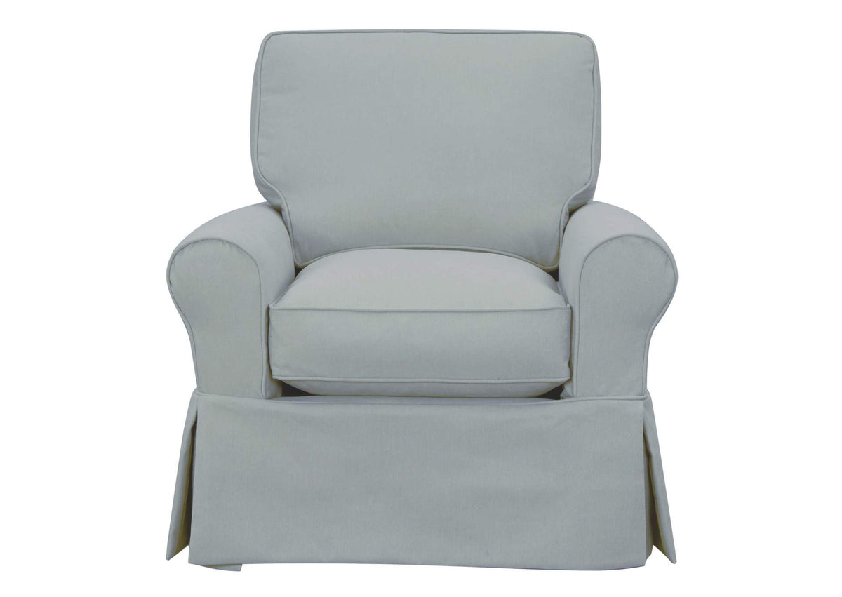 SU-114993-391043 Sunset Trading Horizon Slipcovered Swivel Rocking Chair | Performance Fabric Washable Water-Resistant Stain-Proof | Ocean Blue