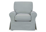 SU-114993-391043 Sunset Trading Horizon Slipcovered Swivel Rocking Chair | Performance Fabric Washable Water-Resistant Stain-Proof | Ocean Blue