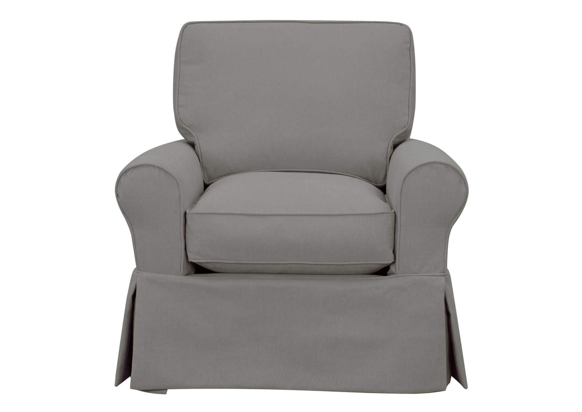 SU-114993-391094 Sunset Trading Horizon Slipcovered Swivel Rocking Chair | Performance Fabric Washable Water-Resistant Stain-Proof | Gray