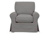 SU-114993-391094 Sunset Trading Horizon Slipcovered Swivel Rocking Chair | Performance Fabric Washable Water-Resistant Stain-Proof | Gray