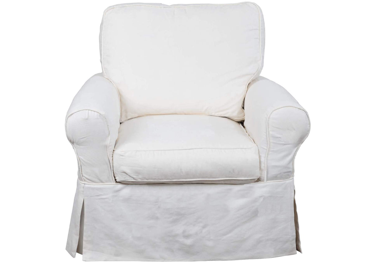 SU-114993-423080 Sunset Trading Horizon Slipcovered Swivel Rocking Chair | Warm Whiteÿ