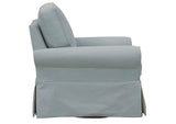 SU-114993-391043 Sunset Trading Horizon Slipcovered Swivel Rocking Chair | Performance Fabric Washable Water-Resistant Stain-Proof | Ocean Blue