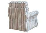SU-114993-395225 Sunset Trading Horizon Slipcovered Swivel Rocking Chair | Performance Fabric Washable Water-Resistant Stain-Proof | Blue Striped