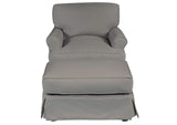 SU-117620-30-391094 Sunset Trading Horizon Slipcovered T-Cushion Chair with Ottoman | Performance Fabric Washable Water-Resistant Stain-Proof | Gray