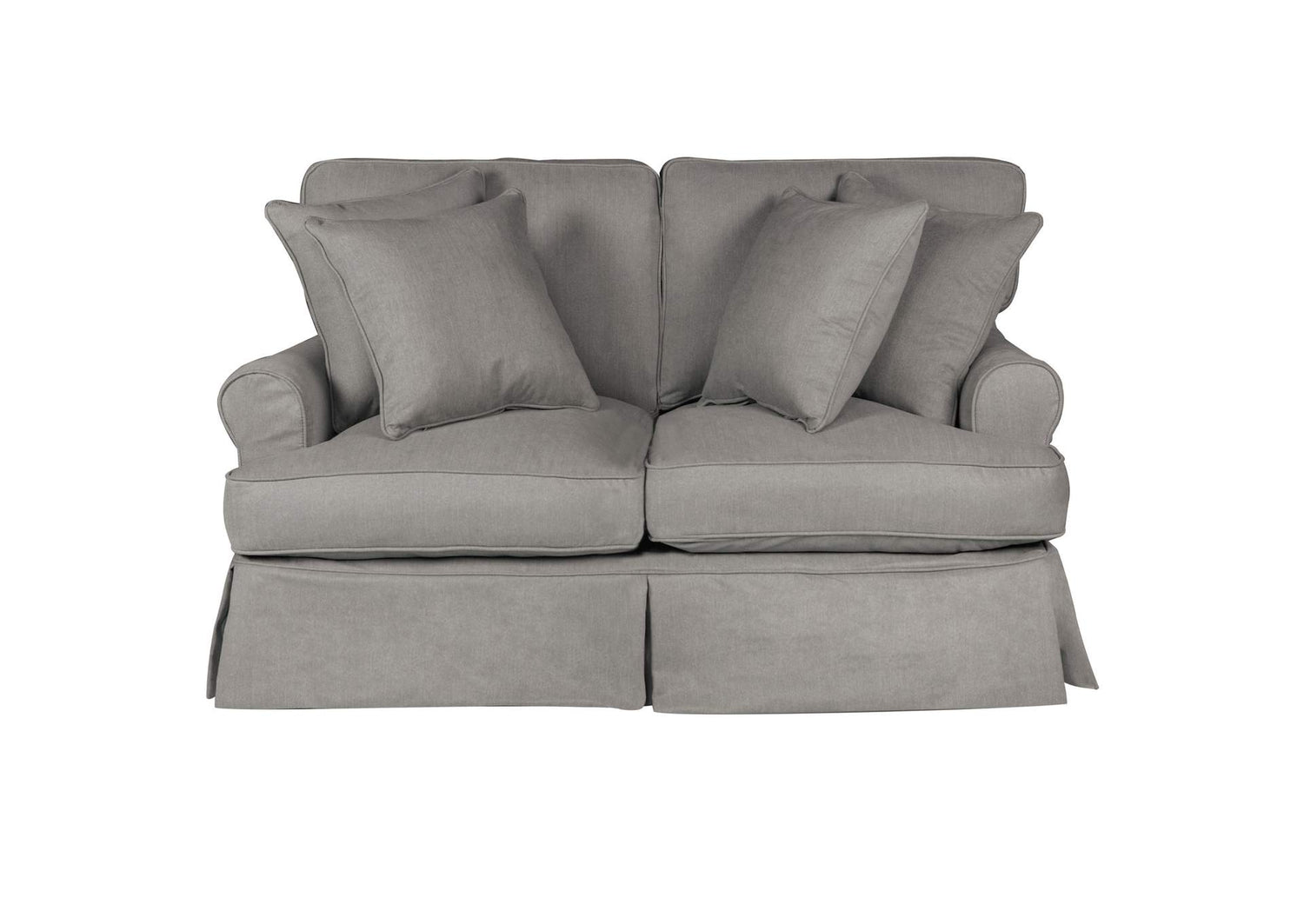 SU-117610-391094 Sunset Trading Horizon T-Cushion Slipcovered Loveseat | Performance Fabric Washable Water-Resistant Stain-Proof | Gray