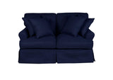 SU-117610-391049 Sunset Trading Horizon T-Cushion Slipcovered Loveseat | Performance Fabric Washable Water-Resistant Stain-Proof | Navy Blue
