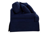 SU-117610-391049 Sunset Trading Horizon T-Cushion Slipcovered Loveseat | Performance Fabric Washable Water-Resistant Stain-Proof | Navy Blue