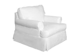 SU-117620-30-391081 Sunset Trading Horizon Slipcovered T-Cushion Chair with Ottoman | Performance Fabric Washable Water-Resistant Stain-Proof | White