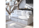 SU-117610-391081 Sunset Trading Horizon T-Cushion Slipcovered Loveseat | Performance Fabric Washable Water-Resistant Stain-Proof | White