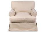 SU-117620-30-391084 Sunset Trading Horizon Slipcovered T-Cushion Chair with Ottoman | Performance Fabric Washable Water-Resistant Stain-Proof | Tan