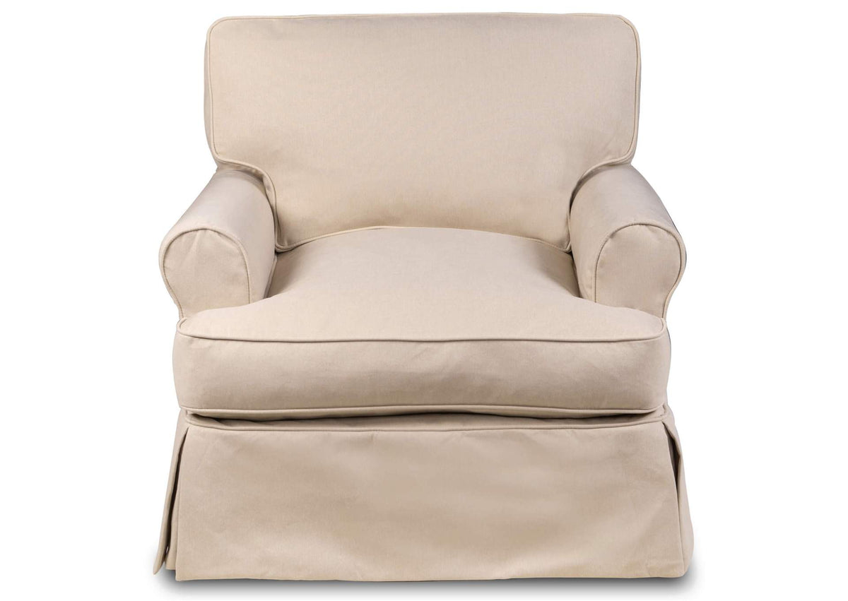 SU-117620-391084 Sunset Trading Horizon Slipcovered T-Cushion Chair | Performance Fabric Washable Water-Resistant Stain-Proof | Tan