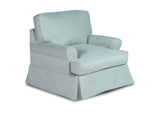 SU-117620-30-391043 Sunset Trading Horizon Slipcovered T-Cushion Chair with Ottoman | Performance Fabric Washable Water-Resistant Stain-Proof | Ocean Blue