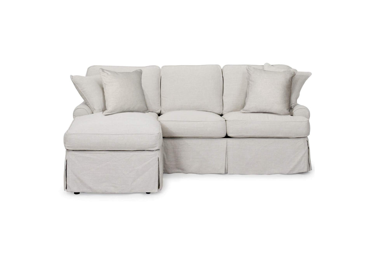 SU-117678-220591 Sunset Trading Horizon Slipcovered Sleeper Sofa with Reversible Chaise| Light Grayÿ