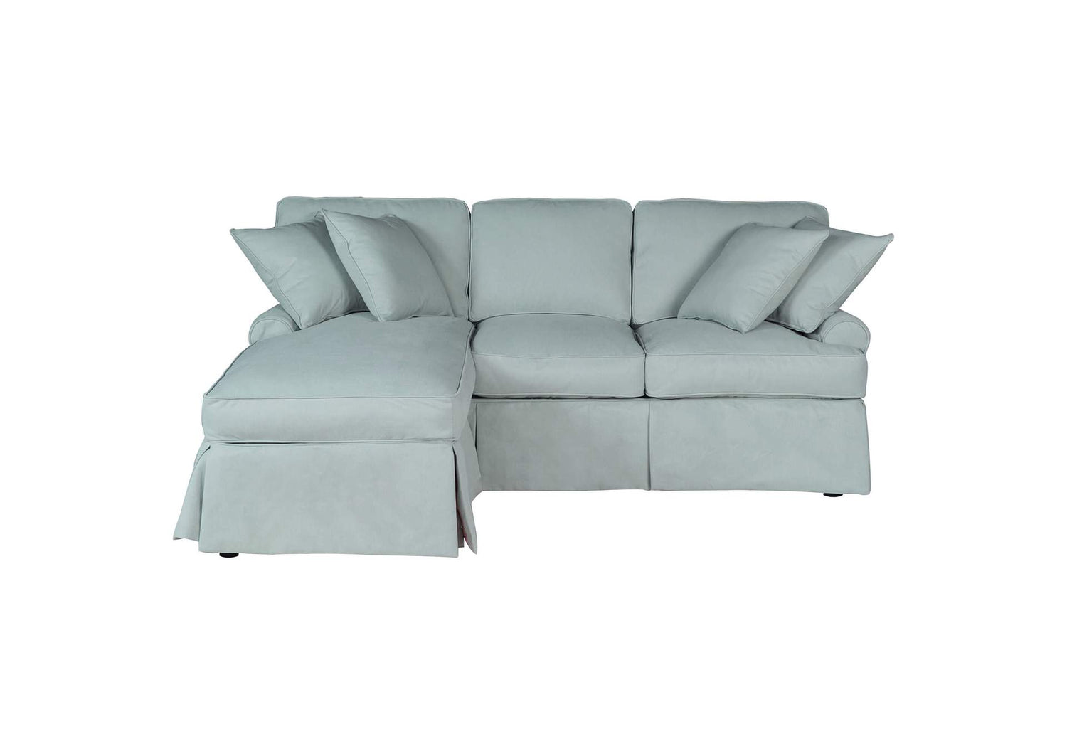 SU-117678-391043 Sunset Trading Horizon Slipcovered Sleeper Sofa with Reversible Chaise| Performance Fabric Washable Water-Resistant Stain-Proof | Ocean Blue